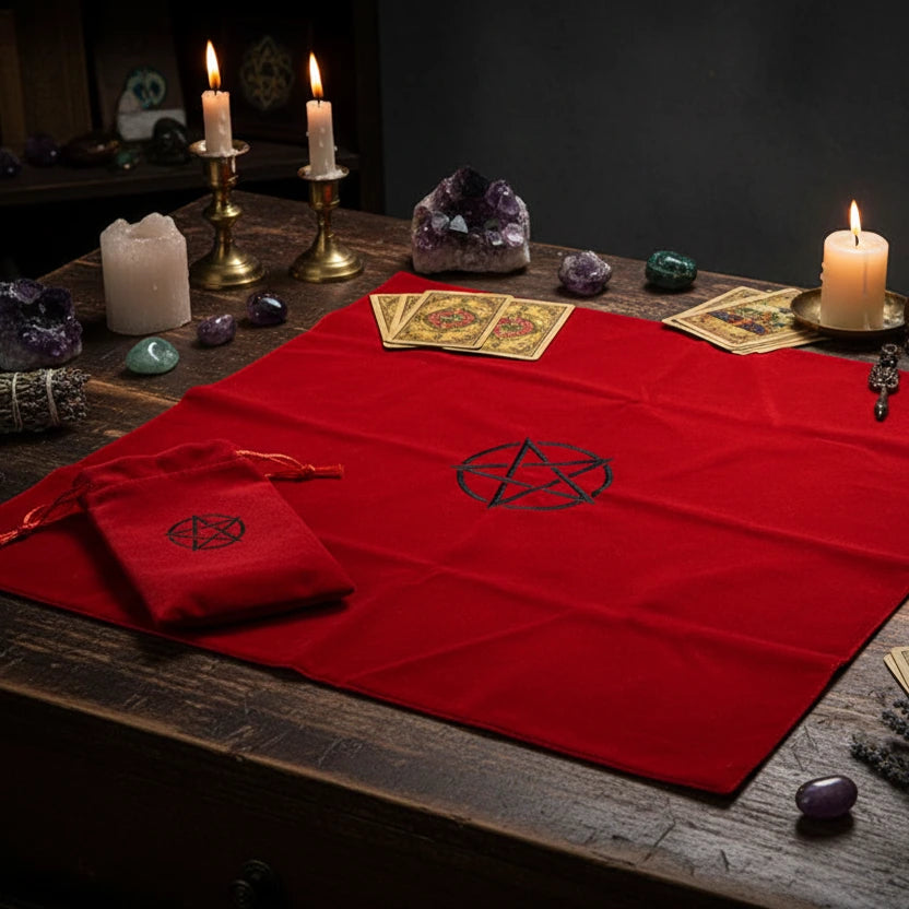 Set d'autel pentagramme nappe & pochette