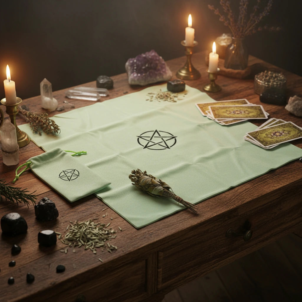 Set d'autel pentagramme nappe & pochette